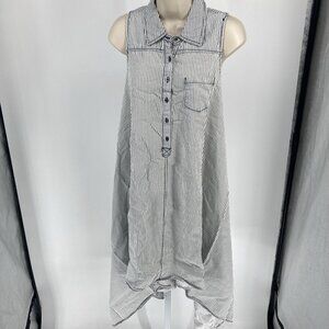 Chelsea & Theodore Womens Large Stripe Shirtdress Sleeveless Handkerchief Flowy